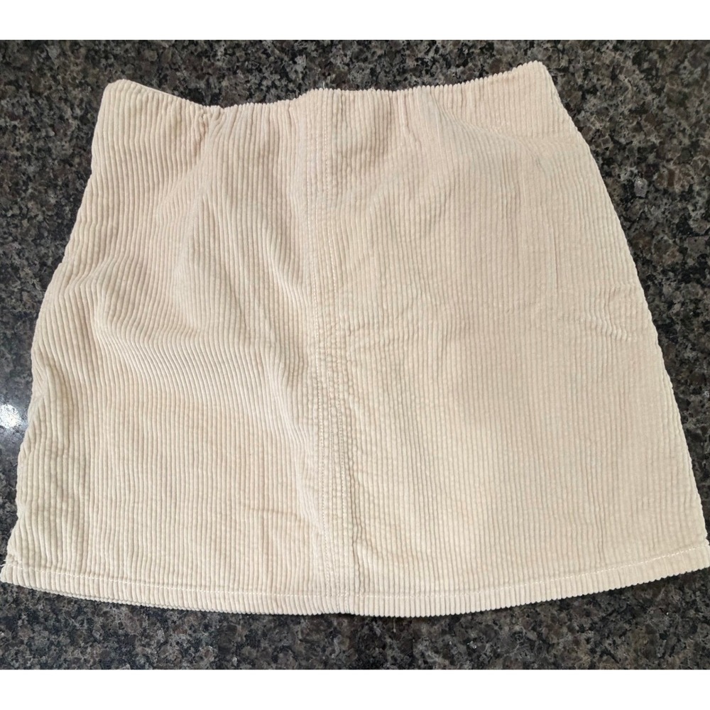 American Eagle Cream Corduroy Mini Skirt Womens XS High Waisted Cotton Off White